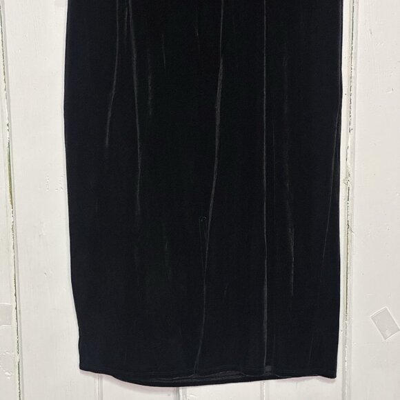 Donna Morgan Women's Size 16 Black Velvet Ruched Mock Neck Party Midi Dress NWT - Picture 11 of 11